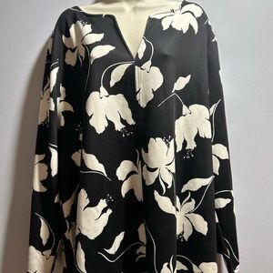 Lane Bryant Black and Cream Floral Top